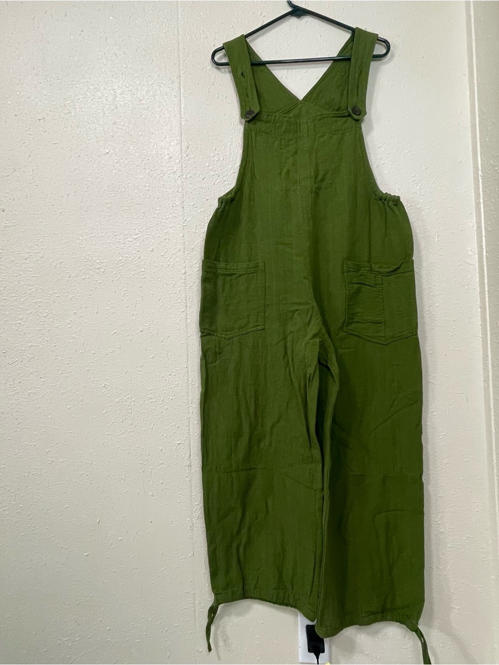 Everyday Olive Green Linen-Blend Utility Jumpsuit